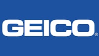 geico logo on a blue background